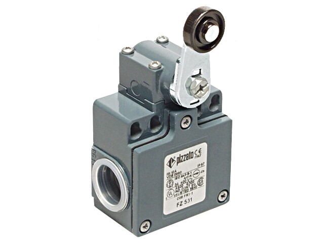 Eindschakelaar; hendel R 35mm, roller van kunststof Ø18mm Eindschakelaar; hendel R 35mm, roller van kunststof Ø18mm